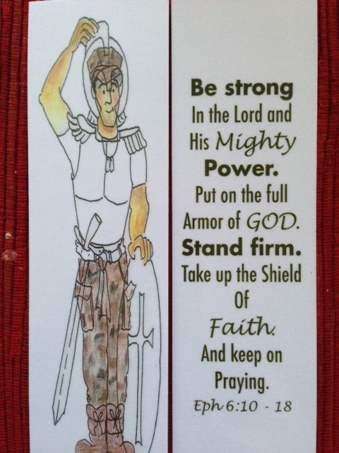 Bookmark reminder to pray for our troops